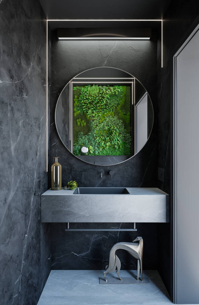 Projekt ekskluzywnej łazienki z roślinami